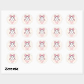 Baby First Tooth Pink Bow Milestone Kawaii Tooth Ronde Sticker (Vel)