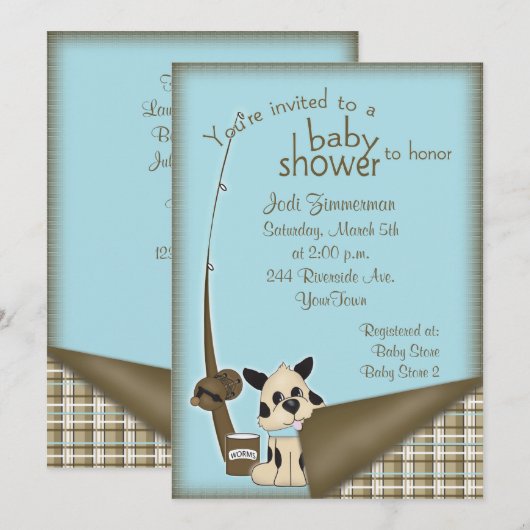 Baby Fisherman Shower-uitnodiging Kaart (Voorkant / Achterkant)