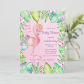 Baby Flamingo Baby shower Kaart (Staand voorkant)