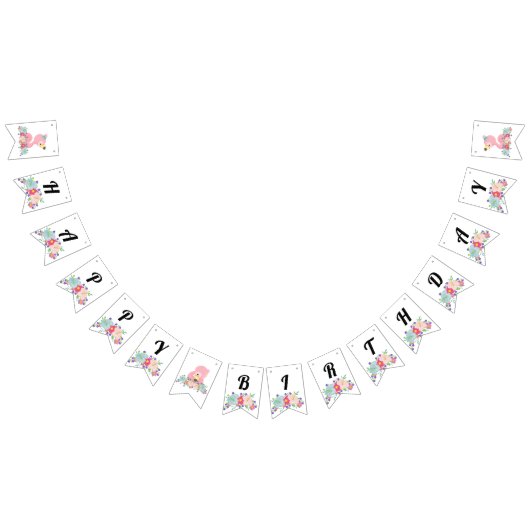 Baby Flamingo Happy Birthday Vlaggetjes (Alle)