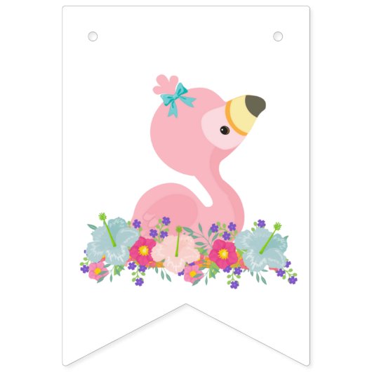 Baby Flamingo Happy Birthday Vlaggetjes (Eerste vlag)