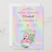 Baby Flamingo, Holografische Verjaardag Kaart (Voorkant)