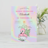 Baby Flamingo, Holografische Verjaardag Kaart (Staand voorkant)