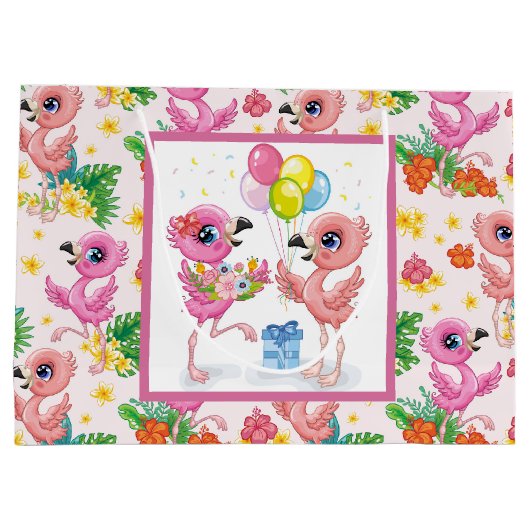 Baby Flamingo Party Groot Cadeauzakje (Achterkant)