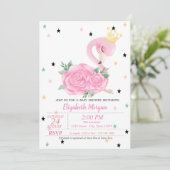 Baby Flamingo, Sterren, Princess Baby Shower Kaart (Staand voorkant)