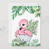 Baby Flamingo Tropical Leaves Baby shower Kaart (Achterkant)