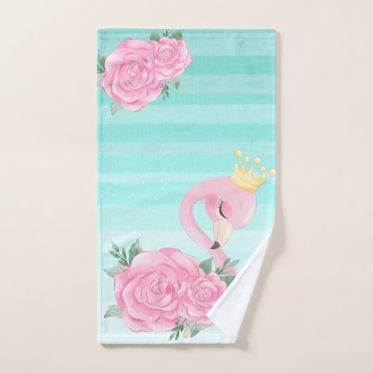 Baby Flamingo Waterverf Stripes, Flowers Bad Handdoek (Handdoek)