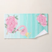 Baby Flamingo Waterverf Stripes, Flowers Bad Handdoek (Handdoek)