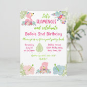 Baby Flamingo Zomer Verjaardagsfeestuitnodiging Kaart (Staand voorkant)