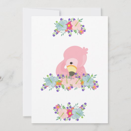 Baby Flamingo Zomer Verjaardagsfeestuitnodiging Kaart (Achterkant)