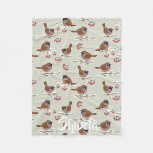 baby fleece Woodland bird fleece blanket Deken