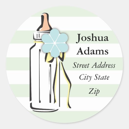 Baby Fles- Boy Adreslabel Ronde Sticker (Voorkant)