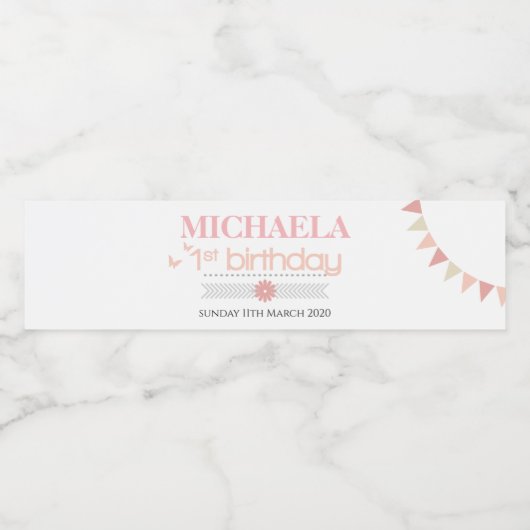 Baby Fles Douche Labels, 1e verjaardagsfeestje Waterfles Etiket (Enkel label)