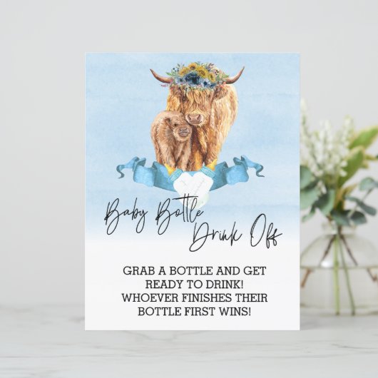 Baby Fles Drink van game Shower Highland Koe (Staand voorkant)
