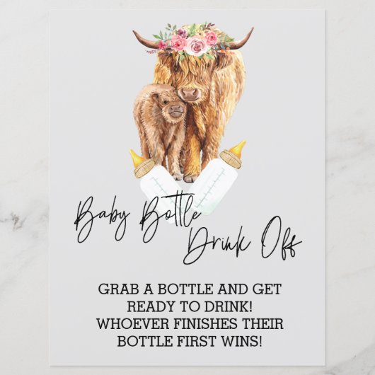 Baby Fles Drink van game Shower Highland Koe (Voorkant)