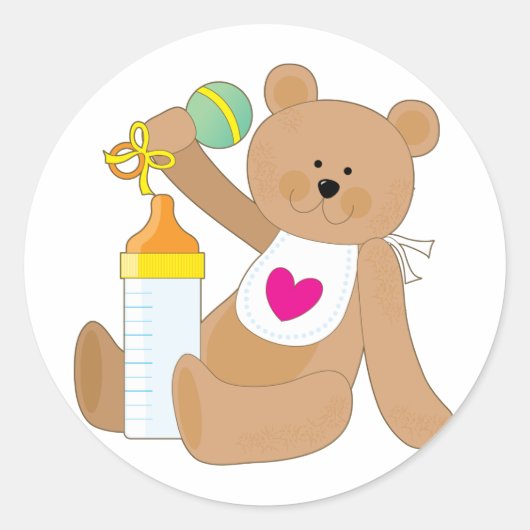 Baby Fles en slabbetje Ronde Sticker (Voorkant)
