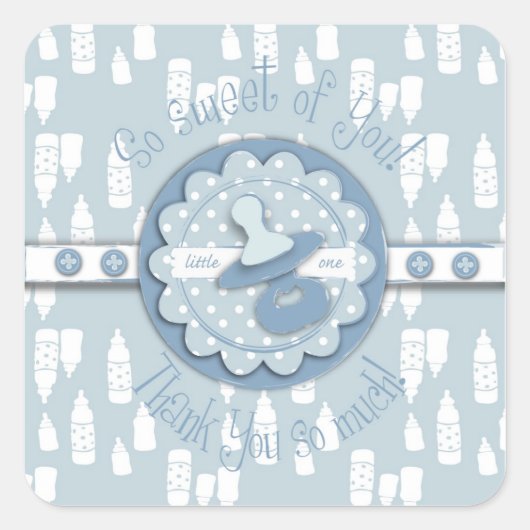Baby Fles & Fopspeen Baby shower Vierkante Sticker (Voorkant)