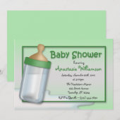Baby Fles Green Baby Shower Invitting Kaart (Voorkant / Achterkant)