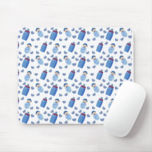 Baby Fles Pacifier Blue Pattern Muismat (Met muis)