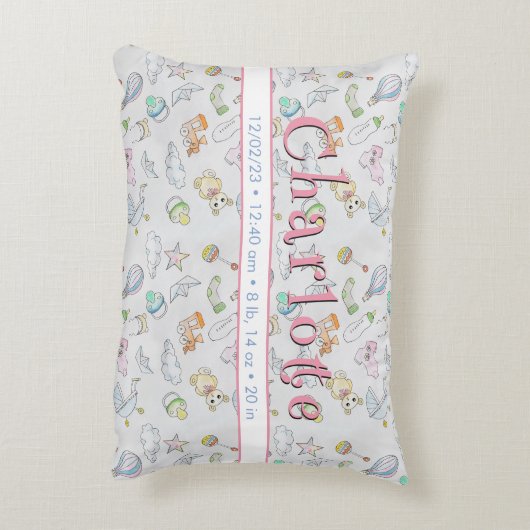 Baby, flesjes en speelgoed voor de Baby Accent Kussen (Achterkant (Verticaal))