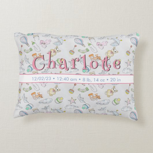 Baby, flesjes en speelgoed voor de Baby Accent Kussen (Achterkant)