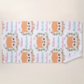 Baby Floral Fox Custom Name Ombre Pattern Strandlaken (Voorkant)