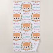 Baby Floral Fox Custom Name Ombre Pattern Strandlaken (Voorkant)