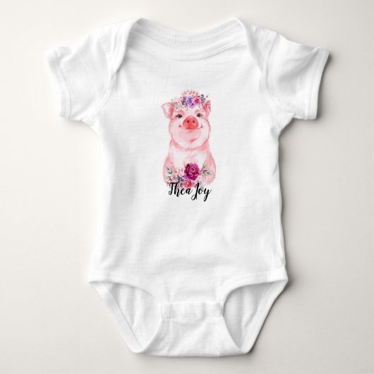 Baby Floral Pig Bodysuit (Voorkant)