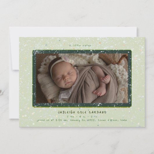 Baby Flurry | Horizontale geboorteaankondiging Kaart (Voorkant)