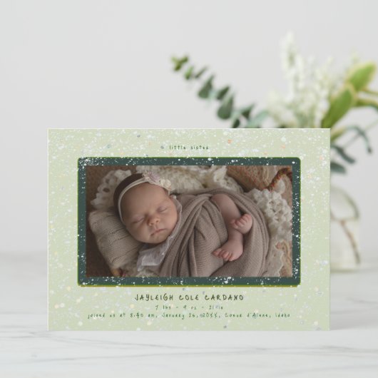 Baby Flurry | Horizontale geboorteaankondiging Kaart (Staand voorkant)