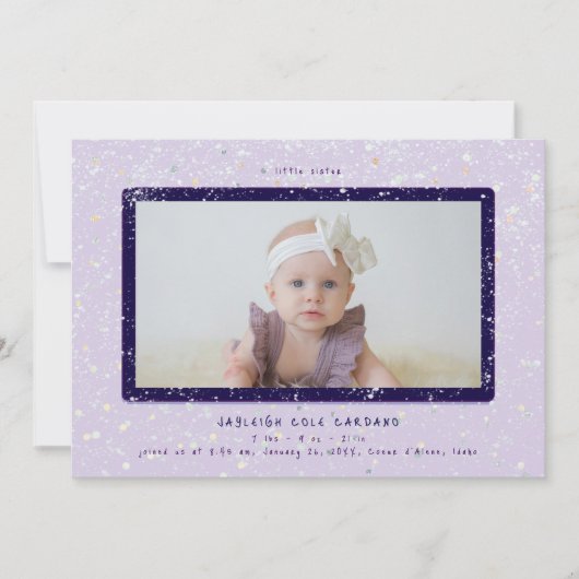 Baby Flurry | Horizontale geboorteaankondiging Kaart (Voorkant)