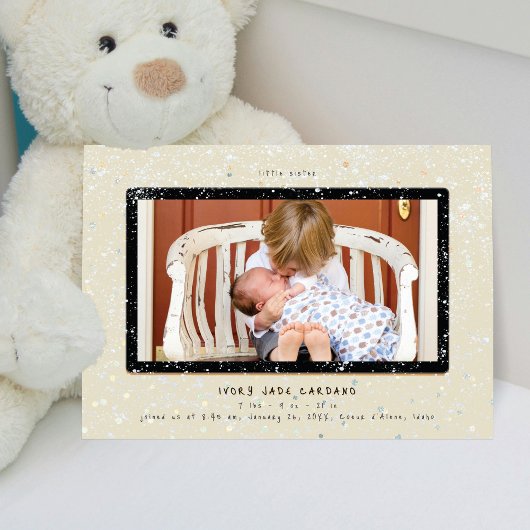 Baby Flurry | Horizontale Geboorteaankondiging Kaart