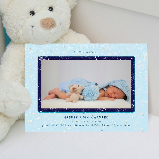 Baby Flurry | Horizontale geboorteaankondiging Kaart