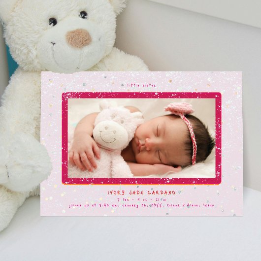 Baby Flurry | Horizontale geboorteaankondiging Kaart