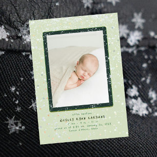 Baby Flurry Verticale geboorteaankondiging Kaart