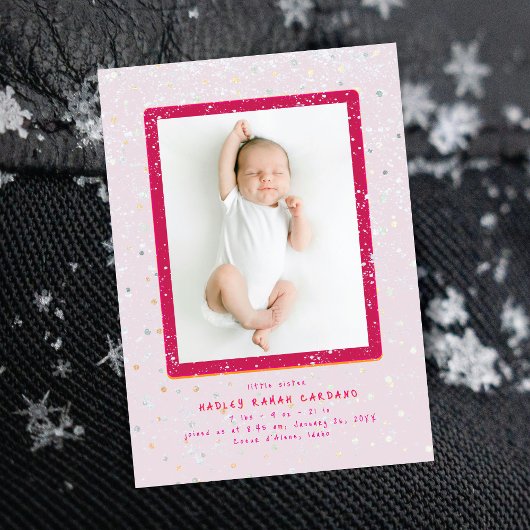 Baby Flurry | Verticale geboorteaankondiging Kaart