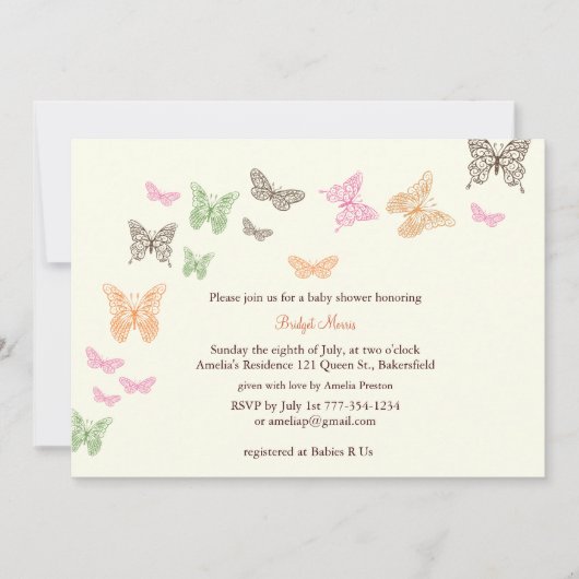 Baby Flutters Shower Invitation iory Kaart (Voorkant)