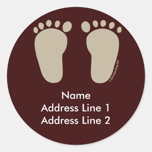 Baby Foot Prints Adreslabels Ronde Sticker (Voorkant)