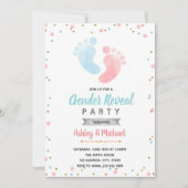Baby Footprint Gender Reveal Party Kaart (Voorkant)
