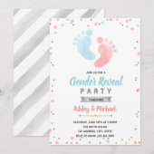 Baby Footprint Gender Reveal Party Kaart (Voorkant / Achterkant)