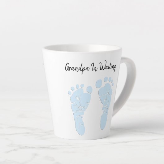 Baby Footprint Grandfather to be Boy Announance Latte Mok (Rechterhoek)