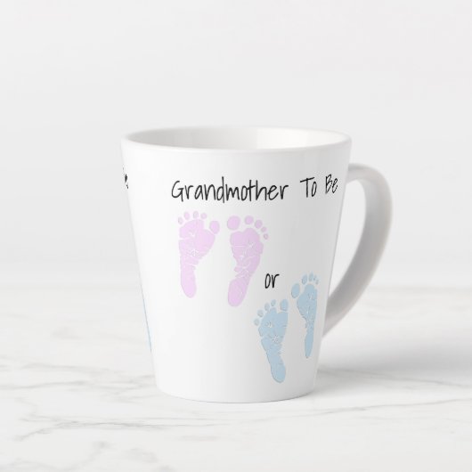 Baby Footprint Grandmoeder to be Announement Latte Mok (Rechterhoek)