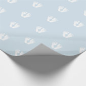 BABY FOOTPRINT HARTEN schattige witte voetjes blau Cadeaupapier (Hoek)
