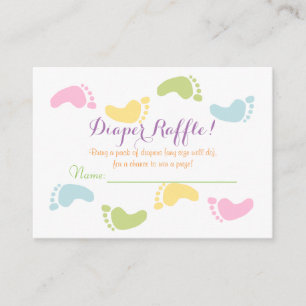 Baby Footprints Baby shower Luier Raffle Tickets Informatiekaartje