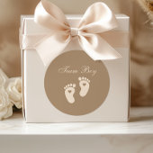 Baby Footprints Team Boy Brown Genderonthulling Ronde Sticker