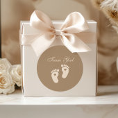Baby Footprints Team Girl Brown Genderonthulling Ronde Sticker