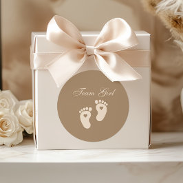 Baby Footprints Team Girl Brown Genderonthulling Ronde Sticker