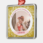 Baby Foto 1e Kerstmis als grootouders Golden Metalen Ornament (Links)