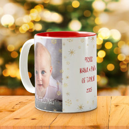 Baby Foto 1e Kerstmis Grootouders Sneeuwvlokken Tweekleurige Koffiemok