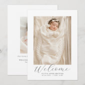 Baby Foto Aankondiging van geboorte (Voorkant / Achterkant)